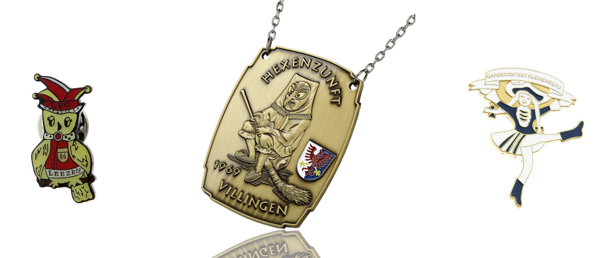 Colourful carnival pins and carnival awards